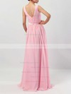 A-line Scoop Neck Floor-length Chiffon Sashes / Ribbons Bridesmaid Dresses #PDS01013550