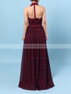 A-line Halter Floor-length Chiffon Sashes / Ribbons Bridesmaid Dresses #PDS01013563