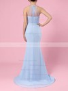 Trumpet/Mermaid Scoop Neck Sweep Train Chiffon Tulle Sashes / Ribbons Bridesmaid Dresses #PDS01013568