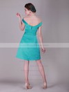Satin A-line Off-the-shoulder Knee-length Draped Bridesmaid Dresses #PDS02013637