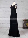 Empire V-neck Floor-length Lace Chiffon Ruffles Bridesmaid Dresses #PDS01013582