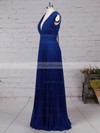 A-line V-neck Floor-length Chiffon Pleats Bridesmaid Dresses #PDS01013591