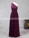 A-line One Shoulder Floor-length Lace Chiffon Ruffles Bridesmaid Dresses #PDS01013594