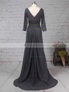 A-line V-neck Sweep Train Chiffon Beading Mother of the Bride Dresses #PDS01021700