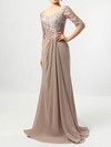 A-line V-neck Floor-length Chiffon Tulle Appliques Lace Mother of the Bride Dresses #PDS01021705
