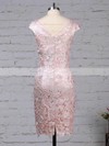 Sheath/Column V-neck Knee-length Lace Chiffon Flower(s) Mother of the Bride Dresses #PDS01021710