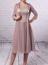 A-line Scoop Neck Knee-length Lace Chiffon Mother of the Bride Dresses #PDS01021671