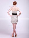 Tulle Sheath/Column High Neck Short/Mini Sashes/Ribbons Bridesmaid Dresses #PDS02013682