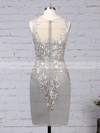 Sheath/Column Scoop Neck Knee-length Chiffon Tulle Appliques Lace Mother of the Bride Dresses #PDS01021680