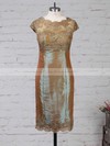 Sheath/Column Scoop Neck Knee-length Lace Taffeta Appliques Lace Mother of the Bride Dresses #PDS01021672