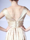 Satin A-line V-neck Knee-length Pleats Bridesmaid Dresses #PDS02013684
