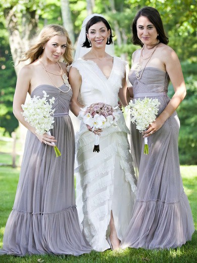 A-line Sweetheart Floor-length Tulle Sashes / Ribbons Bridesmaid Dresses #PDS01013685