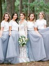 A-line Scoop Neck Floor-length Tulle Lace Bridesmaid Dresses #PDS01013688