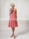 Chiffon A-line V-neck Knee-length Pleats Bridesmaid Dresses #PDS02022816