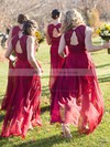 A-line V-neck Floor-length Chiffon Lace Bridesmaid Dresses #PDS01013718