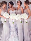 Trumpet/Mermaid V-neck Sweep Train Tulle Stretch Crepe Sashes / Ribbons Bridesmaid Dresses #PDS01013603