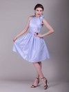 Taffeta A-line High Neck Knee-length Bow Bridesmaid Dresses #PDS02042138
