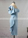 Sheath/Column One Shoulder Tea-length Silk-like Satin Ruffles Bridesmaid Dresses #PDS01013657