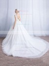 Ball Gown V-neck Chapel Train Tulle Appliques Lace Wedding Dresses #PDS00023324