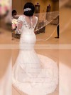 Trumpet/Mermaid Scoop Neck Sweep Train Tulle Appliques Lace Wedding Dresses #PDS00023327