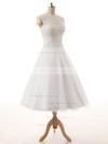 Princess Scoop Neck Tea-length Tulle Lace Wedding Dresses #PDS00023329