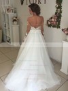 Ball Gown Scoop Neck Sweep Train Tulle Appliques Lace Wedding Dresses #PDS00023333