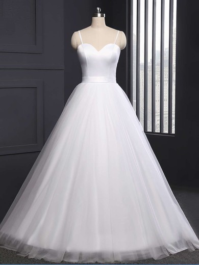 Ball Gown Sweetheart Sweep Train Tulle Sashes / Ribbons Wedding Dresses #PDS00023335