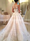 Ball Gown Scoop Neck Court Train Lace Appliques Lace Wedding Dresses #PDS00023341