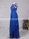 Scoop Neck Lace Chiffon Floor-length Sashes / Ribbons Royal Blue Bridesmaid Dresses #PDS010020101628