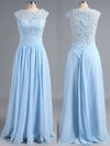 Discounted A-line Scoop Neck Chiffon Tulle Appliques Lace Light Sky Blue Bridesmaid Dresses #PDS010020101630
