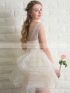 Wholesale Scoop Neck Lace Tulle with Bow Short/Mini Bridesmaid Dresses #PDS010020102158