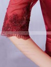 A-line Off-the-shoulder Satin Floor-length Appliques Lace Burgundy Bridesmaid Dresses #PDS010020102406