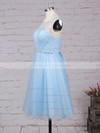 Pretty A-line Scoop Neck Tulle Short/Mini Beading Light Sky Blue Bridesmaid Dresses #PDS010020102518