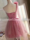 Princess One Shoulder Tulle Short/Mini Sashes / Ribbons Fashion Bridesmaid Dresses #PDS010020102533