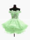 Princess Off-the-shoulder Organza Tulle Short/Mini Appliques Lace Cute Bridesmaid Dresses #PDS010020102801