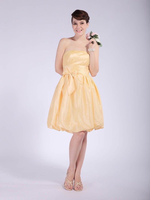 Taffeta Empire Strapless Knee-length Bow Bridesmaid Dresses #PDS02042148