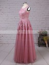 A-line Scoop Neck Tulle Floor-length Appliques Lace Graceful Bridesmaid Dresses #PDS010020102804