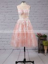 Ball Gown Scoop Neck Tulle Tea-length Appliques Lace Boutique Bridesmaid Dresses #PDS010020103045