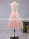 Ball Gown Scoop Neck Tulle Tea-length Appliques Lace Boutique Bridesmaid Dresses #PDS010020103045