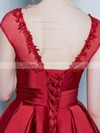 Prettiest Princess Scoop Neck Satin Tulle Asymmetrical Appliques Lace Cap Straps High Low Bridesmaid Dresses #PDS010020103133