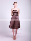Satin A-line Straps Tea-length Sashes/Ribbons Bridesmaid Dresses #PDS01012013