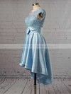 A-line Scoop Neck Satin Tulle Asymmetrical Appliques Lace Cap Straps High Low Original Bridesmaid Dresses #PDS010020103433