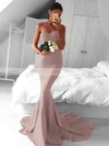 Top Trumpet/Mermaid Sweetheart Silk-like Satin Sweep Train Ruffles Red Backless Bridesmaid Dresses #PDS010020103568