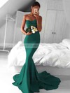 Top Trumpet/Mermaid Sweetheart Silk-like Satin Sweep Train Ruffles Red Backless Bridesmaid Dresses #PDS010020103568