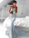 Top Trumpet/Mermaid Sweetheart Silk-like Satin Sweep Train Ruffles Red Backless Bridesmaid Dresses #PDS010020103568