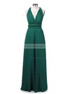 A-line V-neck Chiffon with Ruffles Floor-length Backless Informal Bridesmaid Dresses #PDS010020103579