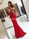 Trumpet/Mermaid Off-the-shoulder Tulle Silk-like Satin Sweep Train Appliques Lace Backless Latest Bridesmaid Dresses #PDS010020103721