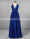 A-line V-neck Silk-like Satin Ankle-length with Ruffles Bridesmaid Dresses #PDS010020104433