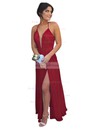 A-line V-neck Chiffon Ankle-length with Split Front Bridesmaid Dresses #PDS010020104497