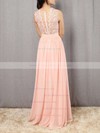 Affordable A-line Scoop Neck Lace Chiffon Floor-length Bridesmaid Dresses #PDS010020104579